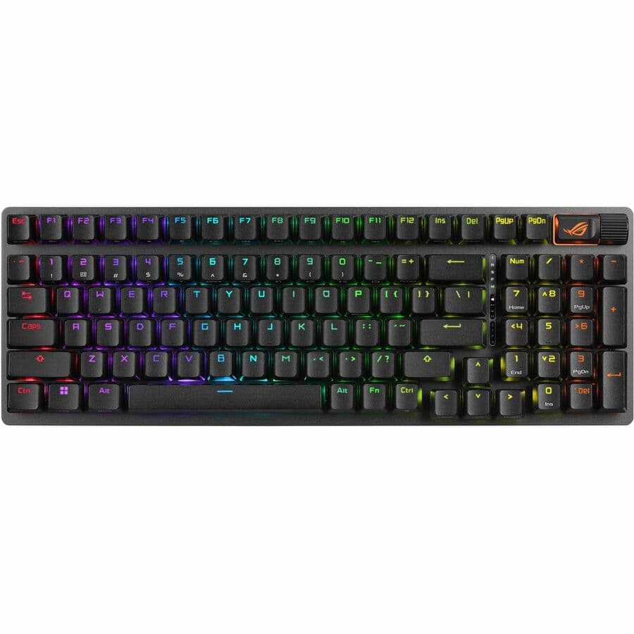 ASUS ROG Strix Scope II 96 Wireless keyboard in black with RGB lighting and compact 96% layout