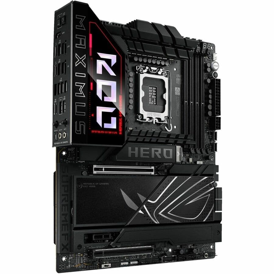 ASUS ROG MAXIMUS Z890 HERO ATX motherboard with LGA 1851, DDR5, WiFi 7, and 3 PCIe 5.0 M.2 slots