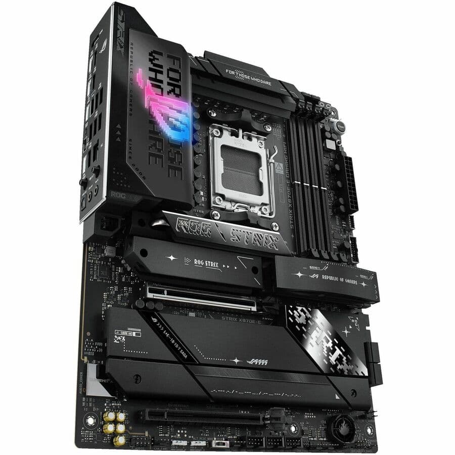 ASUS ROG Strix X870E-E Gaming WiFi ATX motherboard with DDR5 support and WiFi 7