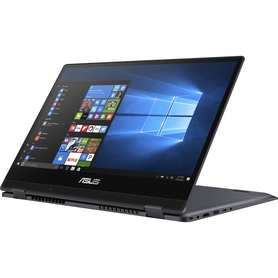 ASUS TP412UA-DB71T 2-in-1 convertible laptop in Star Grey metal with touchscreen