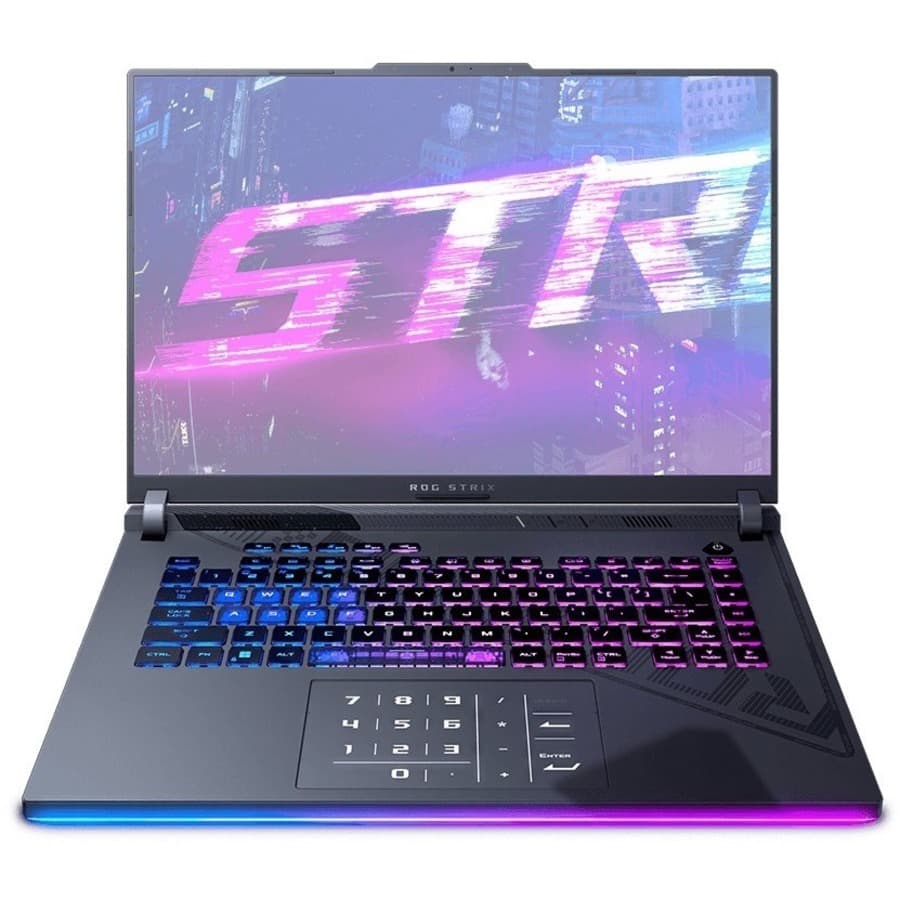 ASUS ROG Strix gaming laptop with Intel Raptor Lake Core i9, NVIDIA RTX 16 graphics, and Windows 11 Pro