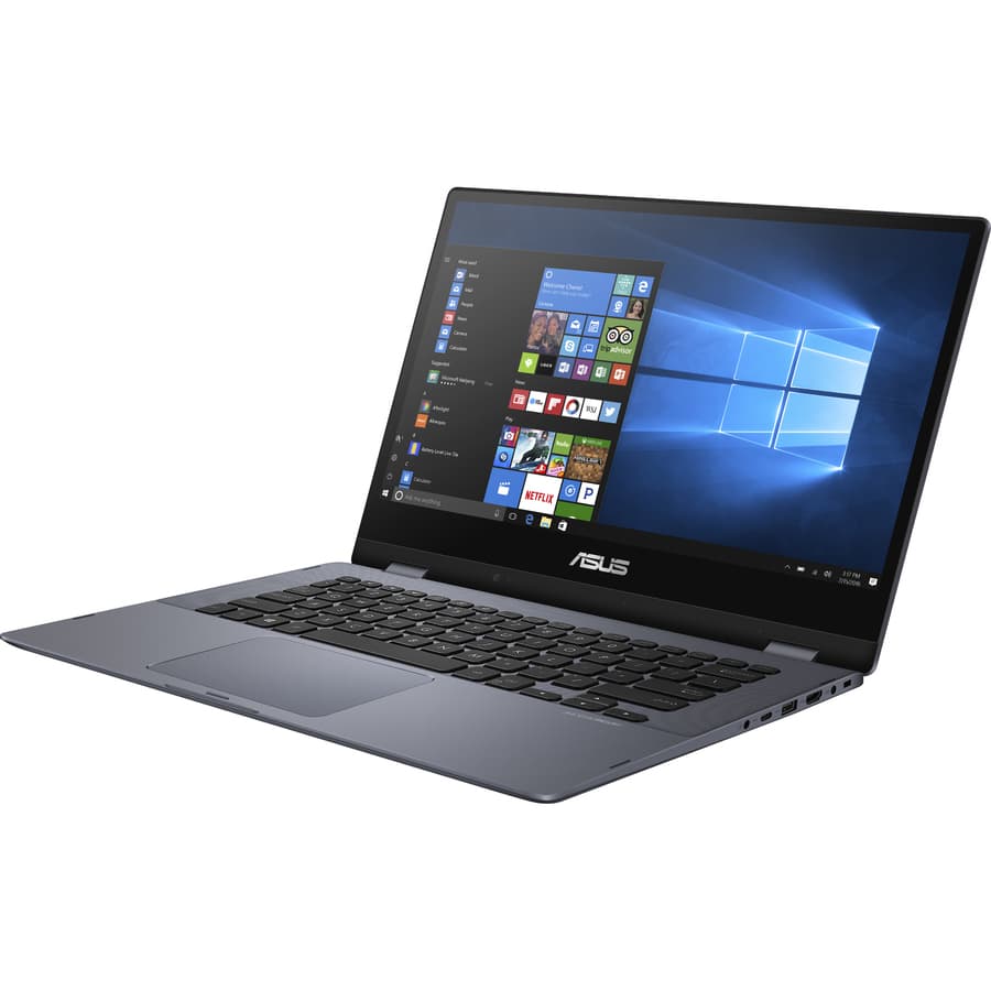 ASUS TP412UA-DB71T 2-in-1 convertible laptop in Star Grey metal with touchscreen
