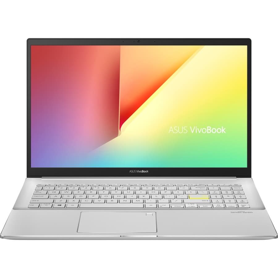 White ASUS VivoBook S S533FA-DS74-WH laptop with 15.6-inch Full HD display and Intel Core i7 processor