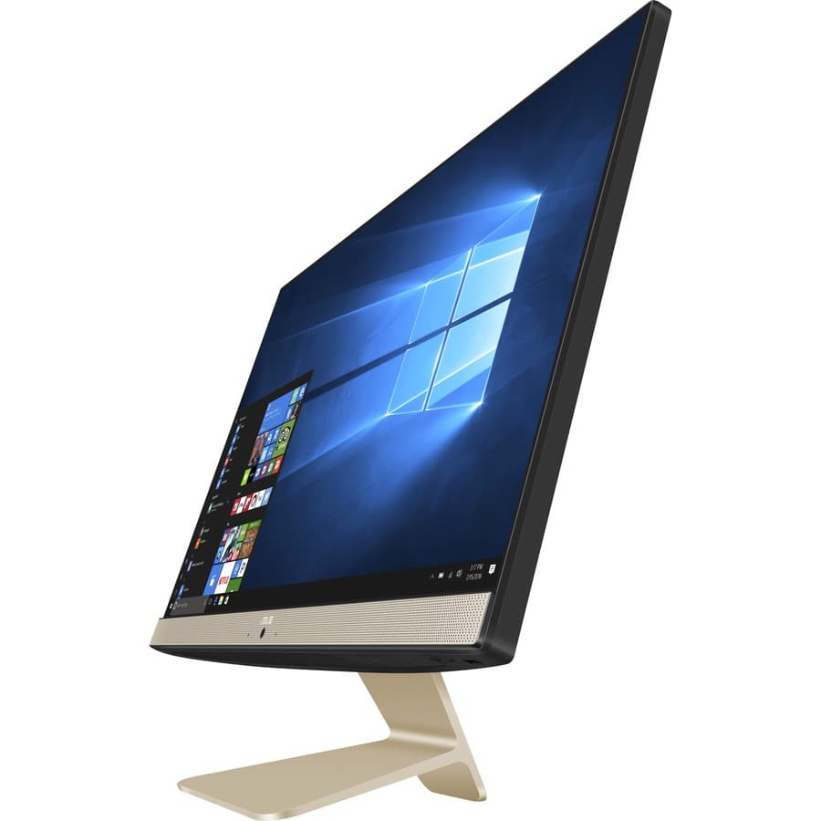 ASUS all-in-one desktop with 23.8-inch display, slim stand, and compact white chassis