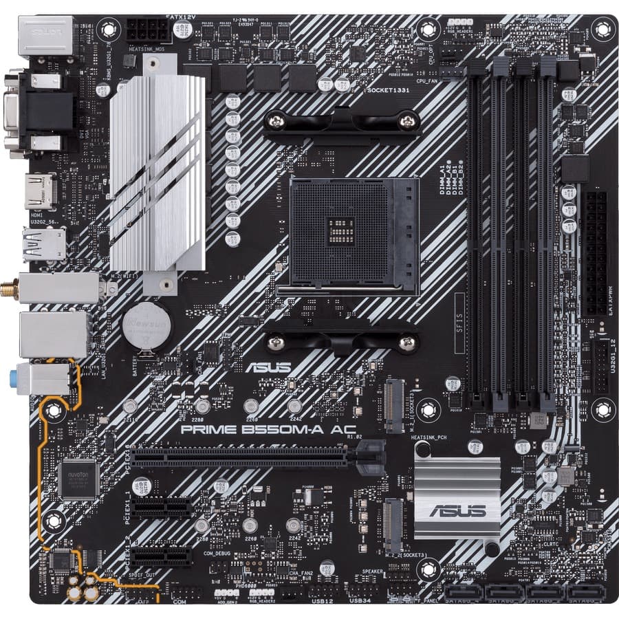 ASUS PRIME B550M-A AC microATX AM4 motherboard with PCIe 4.0 and dual M.2 slots
