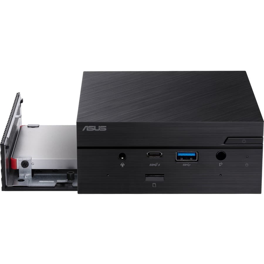 ASUS PN62S mini PC in black with Intel Core i7, HDMI 2.0, and Gigabit Ethernet for business use