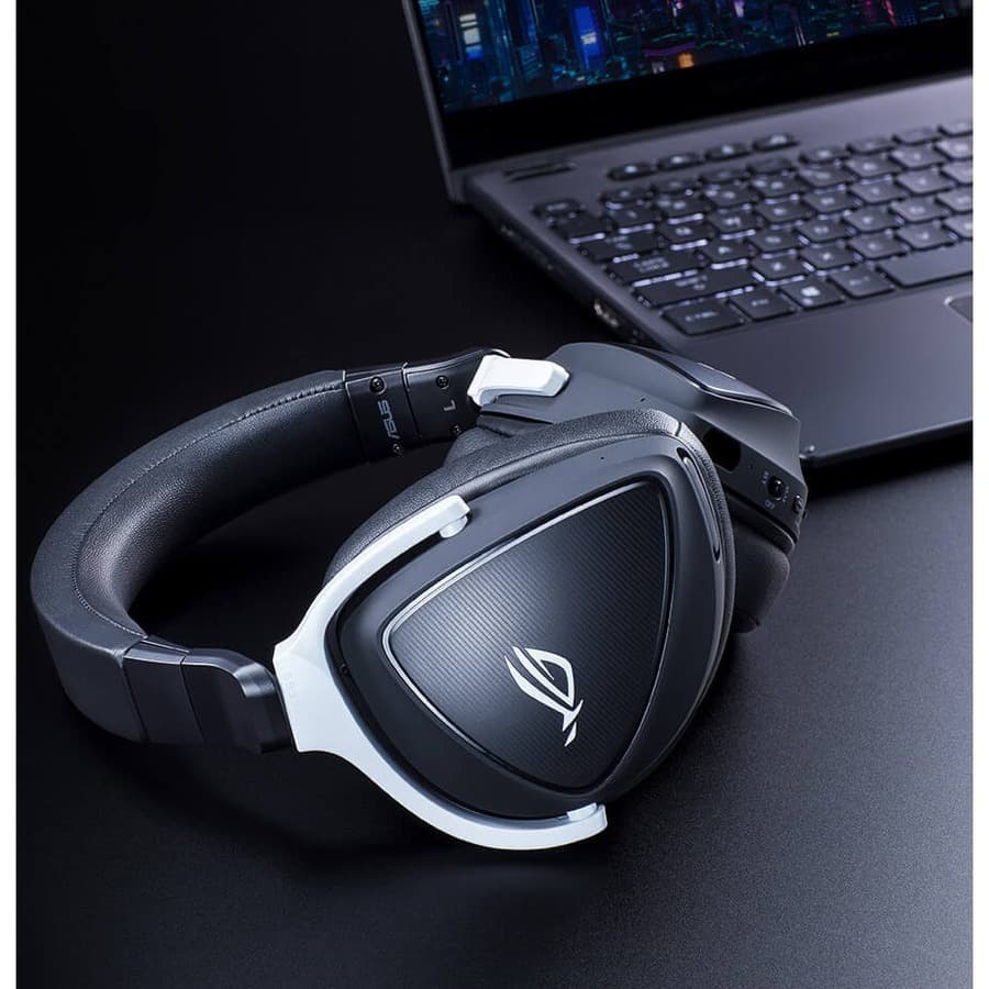 ASUS ROG Delta S Wireless gaming headset with AI beamforming microphone and 7.1 surround sound