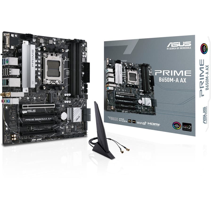 ASUS PRIME B650M-A AX Micro-ATX AM5 motherboard with integrated Wi‑Fi 6