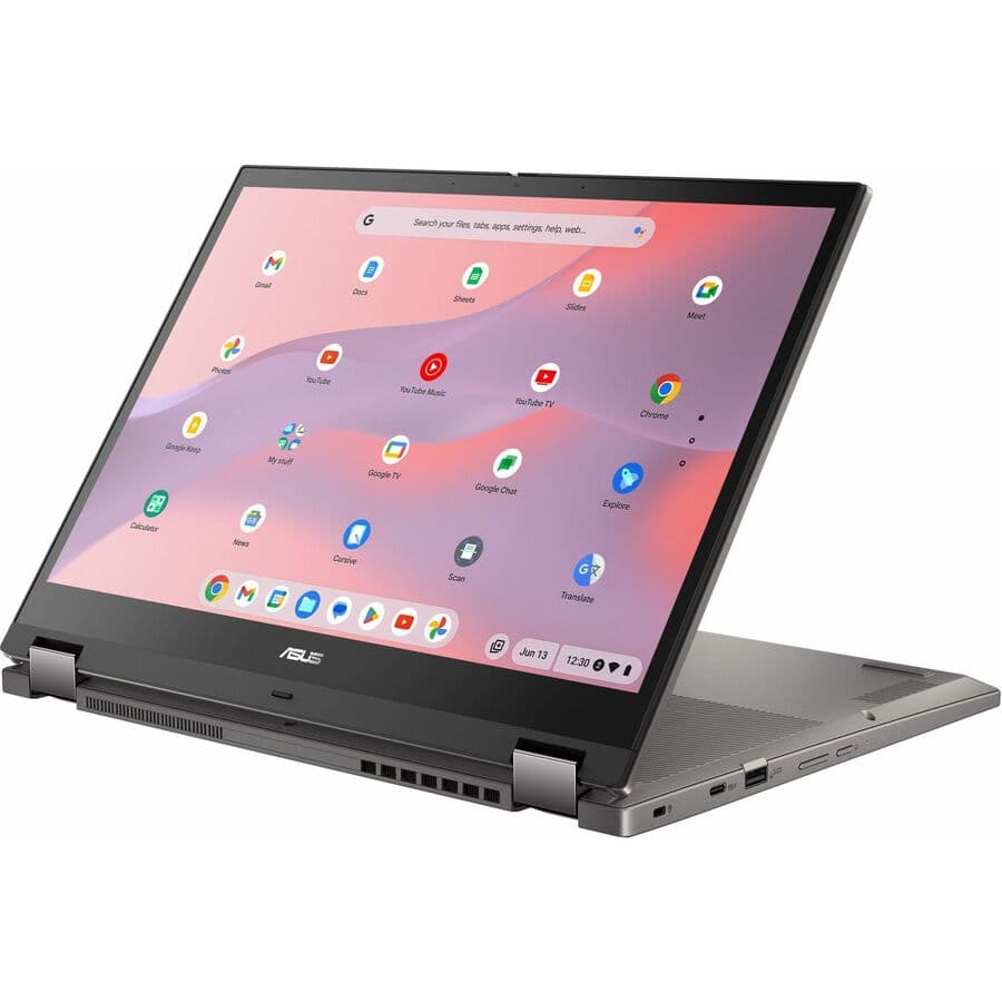 ASUS Chromebook Flip 14-inch convertible with WUXGA touchscreen, Core i3-1215U, and grey enterprise design