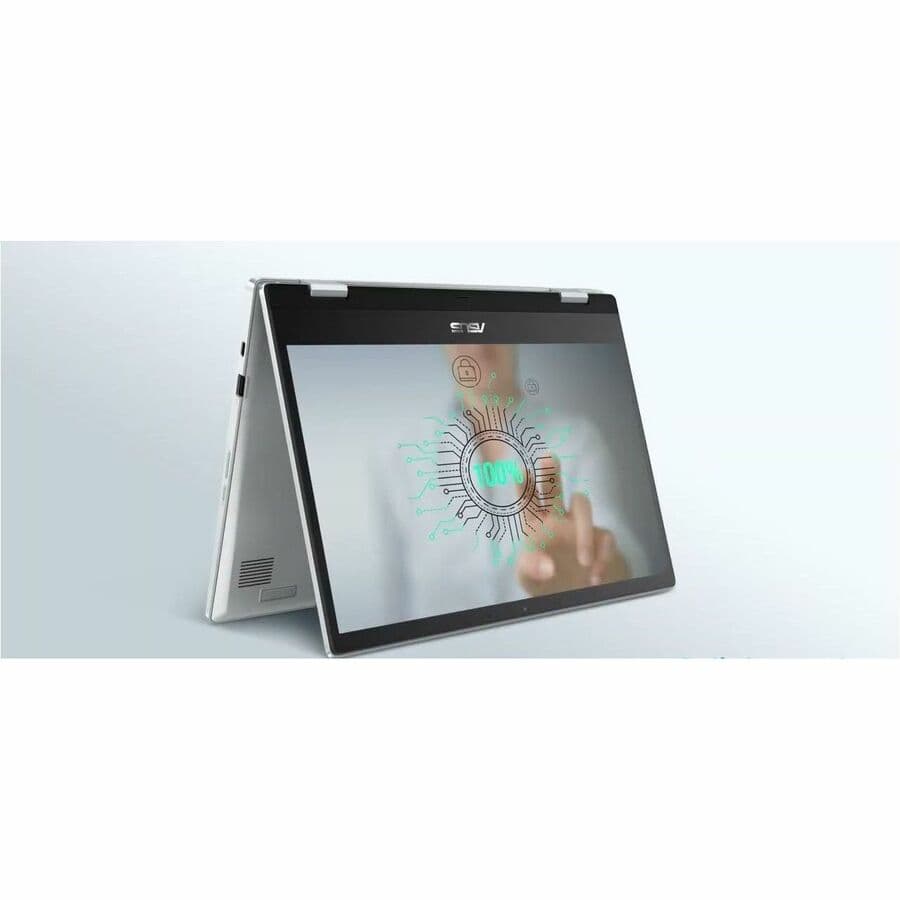 ASUS Chromebook Enterprise Flip CX1400FKA-GE84FT silver convertible laptop with 14-inch Full HD touch display