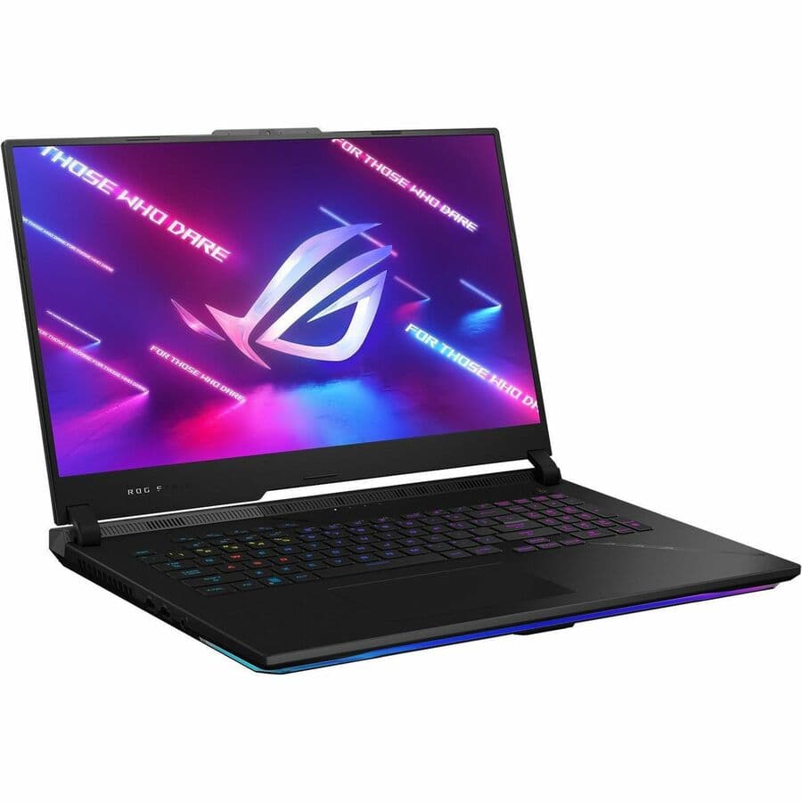 ASUS ROG Strix 17.3-inch gaming laptop with Ryzen 9 7945HX3D, RTX 4080, and black chassis
