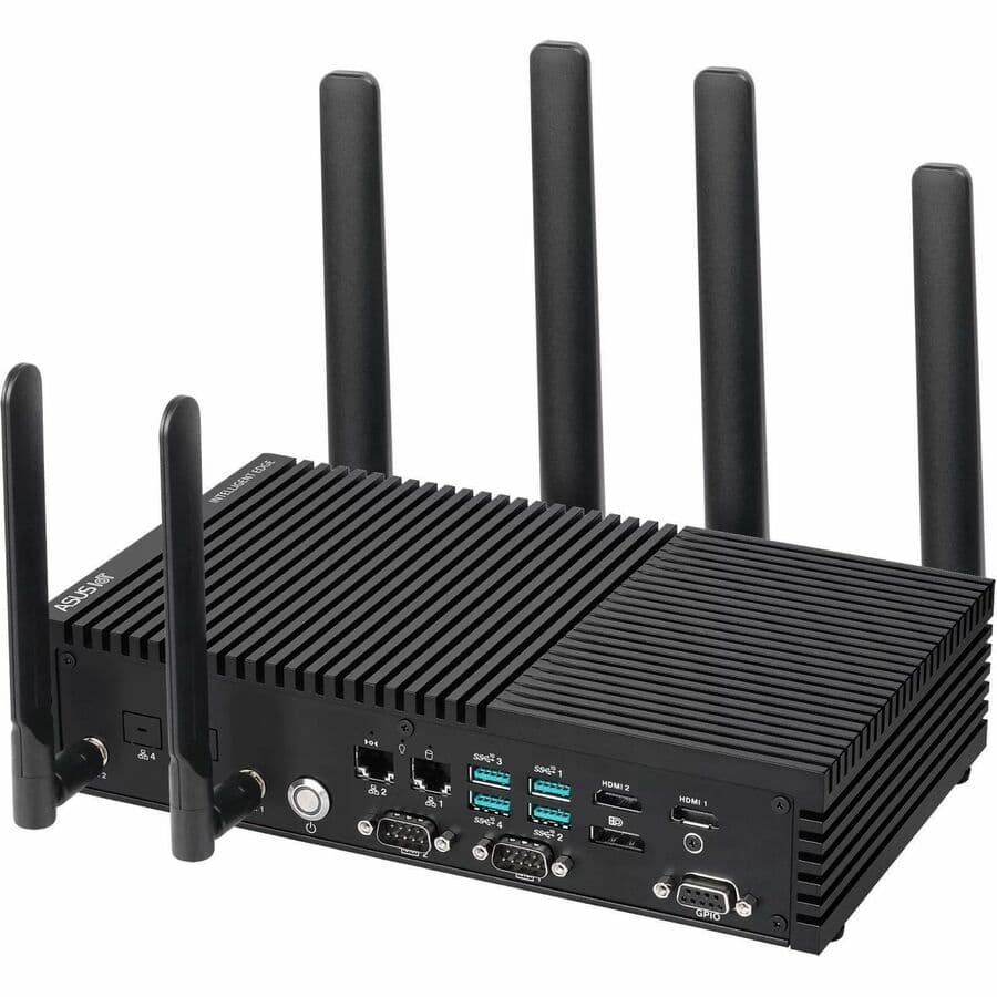 ASUS PE2100U fanless edge PC with Intel Core i5-1345UE, dual HDMI, DisplayPort, and industrial serial ports