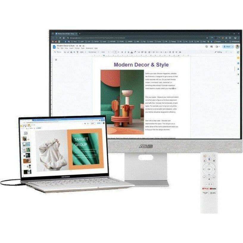 ASUS ZenScreen MS27UC 27-inch 4K smart monitor with USB-C 90W Power Delivery, Google TV, and Harman Kardon speakers