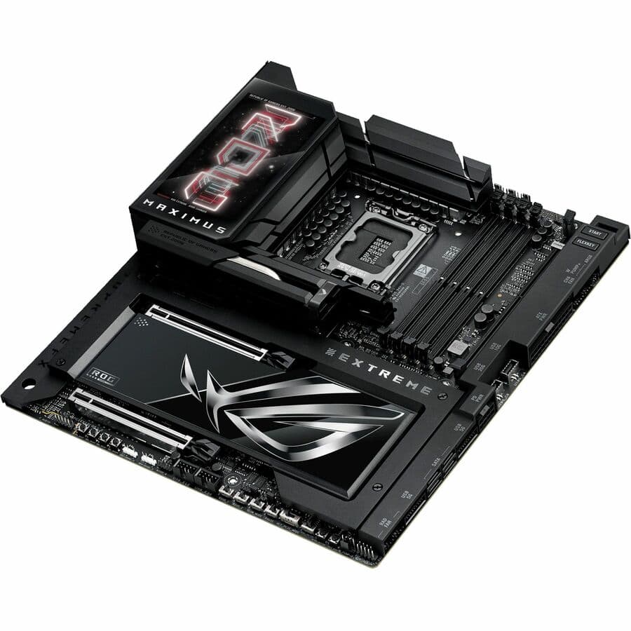 ASUS ROG MAXIMUS Z890 EXTREME E-ATX motherboard with 5-inch LCD screen and Intel Z890