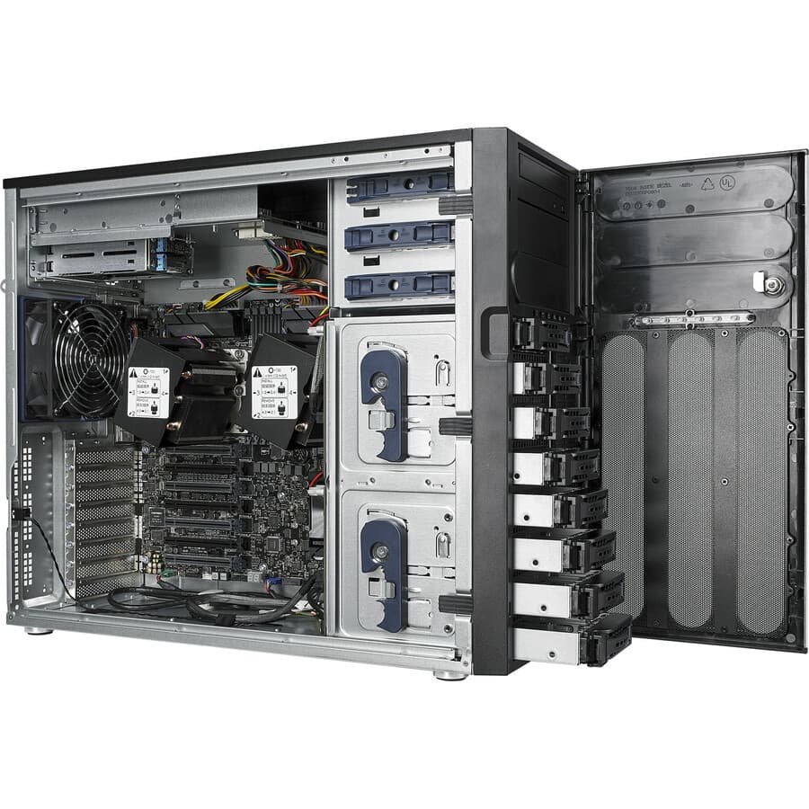 ASUS TS700-E9-RS8 tower barebones server chassis with LGA3647 support and dual Intel LAN
