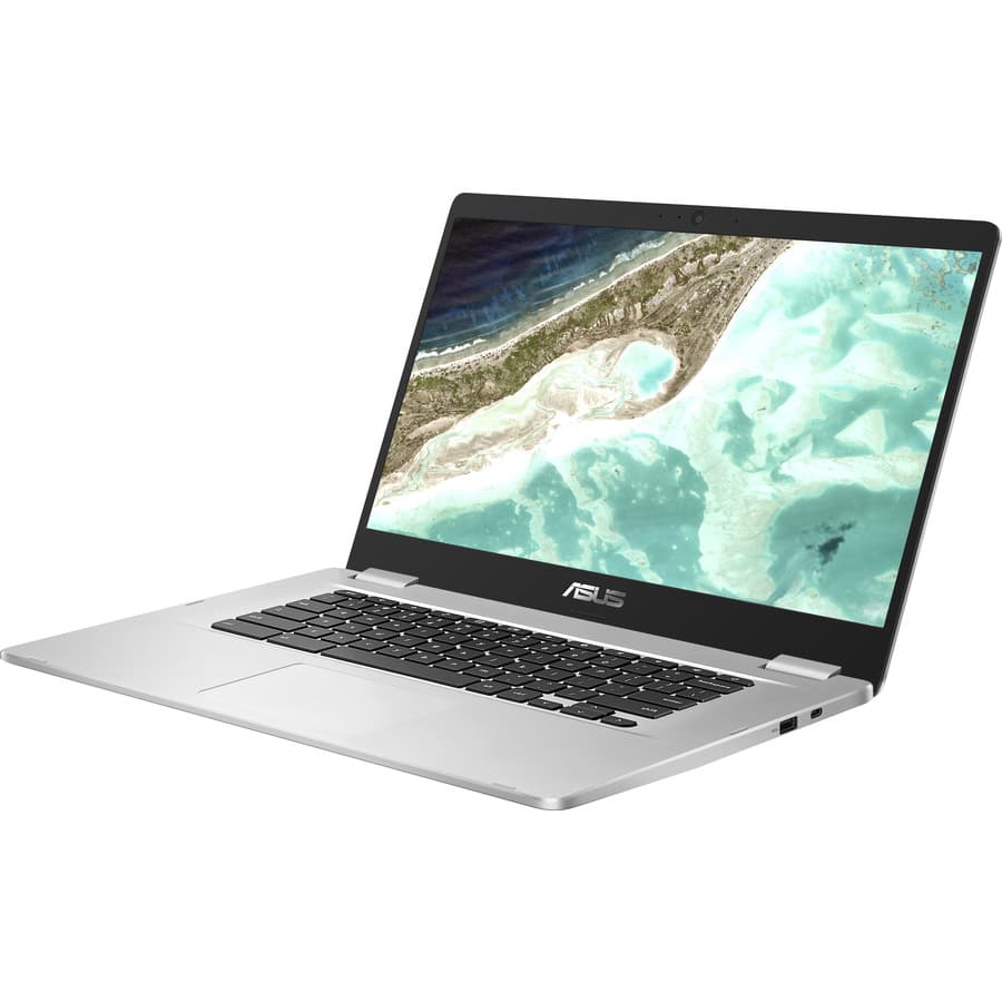 ASUS Chromebook C523NA-IH44F silver laptop with 15.6-inch display and ChromeOS
