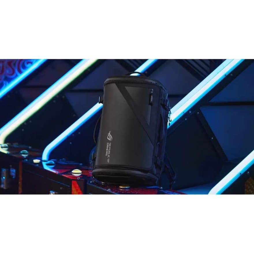 ASUS ROG Archer Weekender black 17-inch backpack with 32 liter capacity and padded back panel
