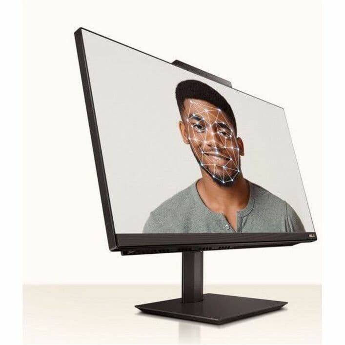 ASUS 23.8-inch all-in-one desktop with touchscreen, black finish, and slim business design
