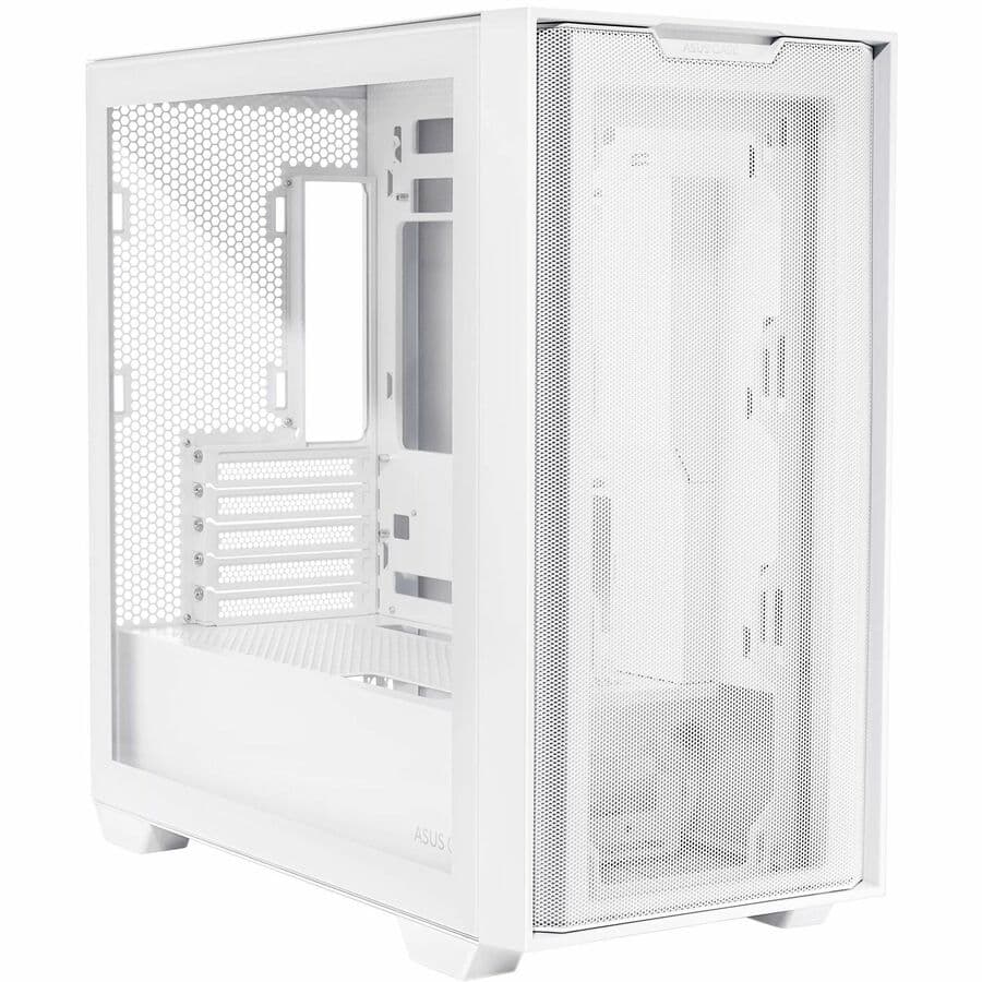 ASUS A21 White Micro-ATX case with mesh front panel and support for 380 mm GPU and 360 mm cooler