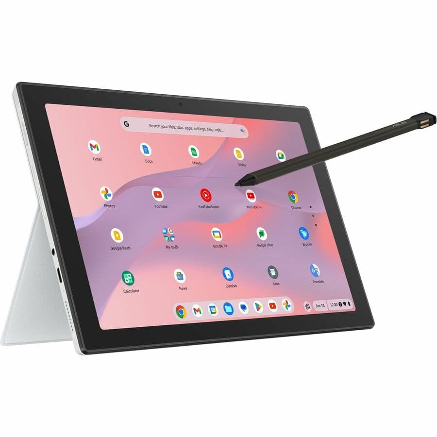 ASUS Chromebook Enterprise Detachable with 10.5-inch touchscreen in silver