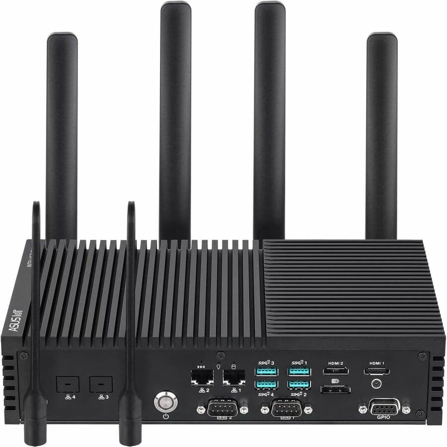 ASUS PE2100U fanless edge PC with Intel Core i5-1345UE, dual HDMI, DisplayPort, and industrial serial ports