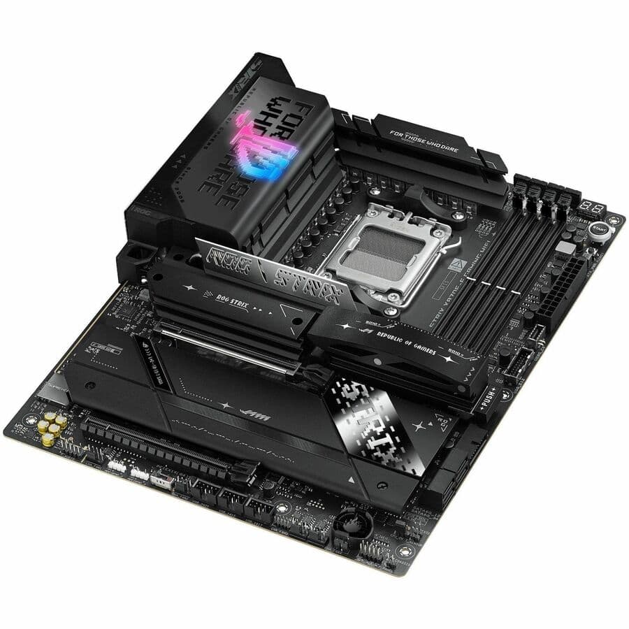 ASUS ROG Strix X870E-E Gaming WiFi ATX motherboard with DDR5 support and WiFi 7