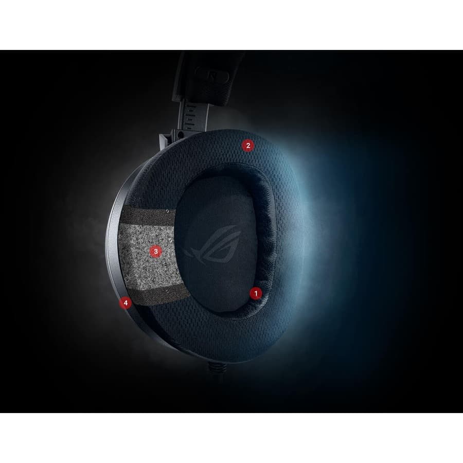 ASUS ROG Theta 7.1 USB-C wired gaming headset with over-ear cups and boom microphone