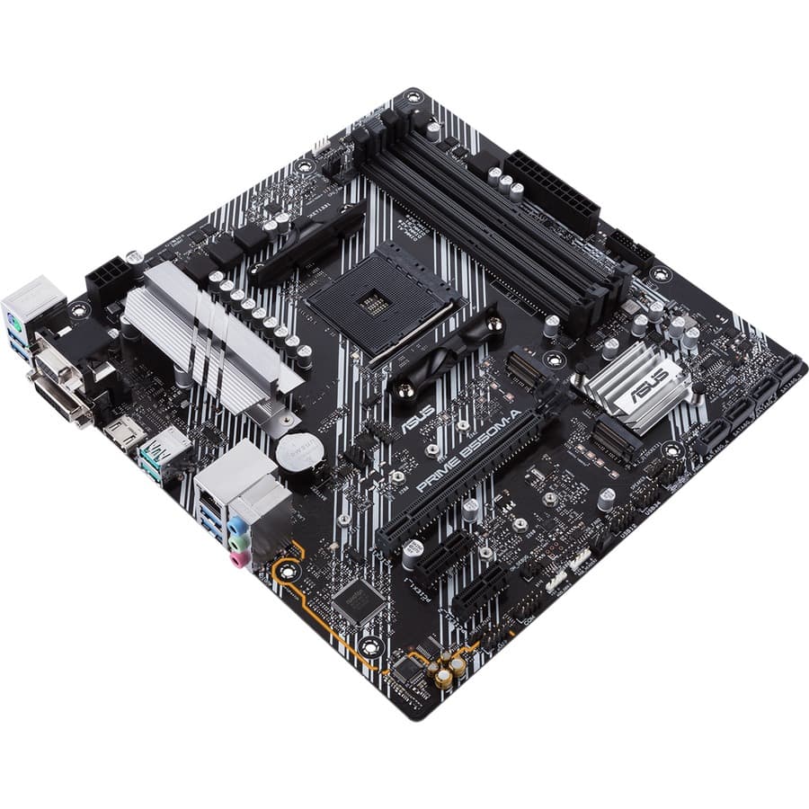 ASUS PRIME B550M-A/CSM Micro ATX motherboard with AMD B550 chipset and HDMI DVI outputs