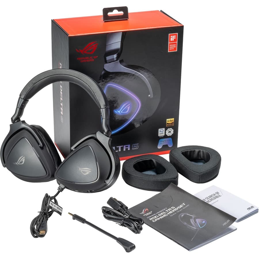 ASUS ROG Delta S USB-C wired gaming headset with RGB lighting and over-ear design