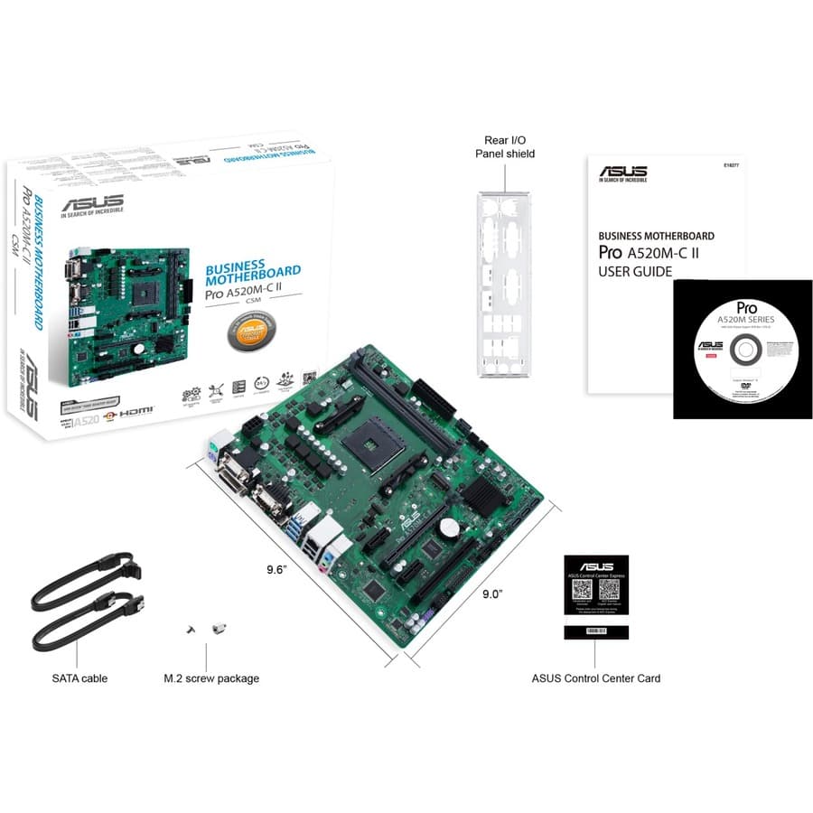 ASUS Pro A520M-C II/CSM Micro-ATX motherboard for AMD AM4 business desktops