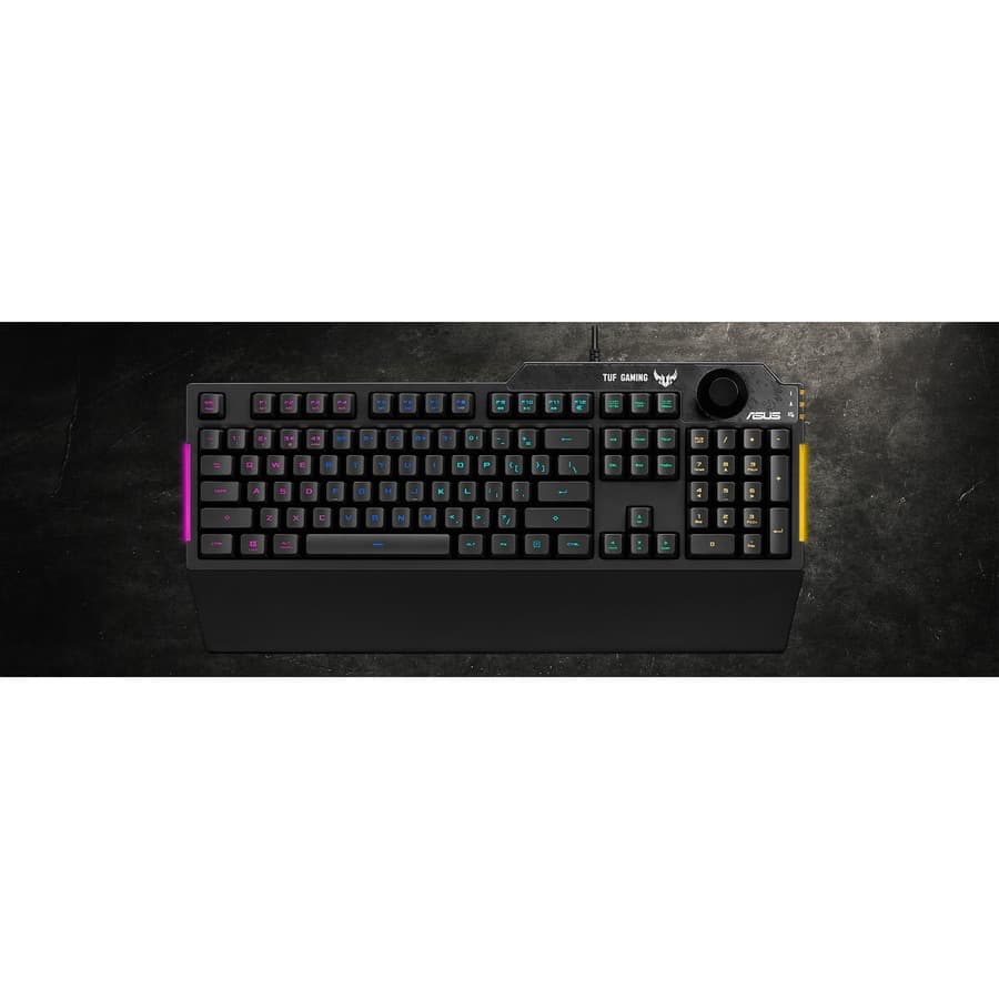 ASUS TUF Gaming K1 RGB wired keyboard with dedicated volume knob and spill-resistant design