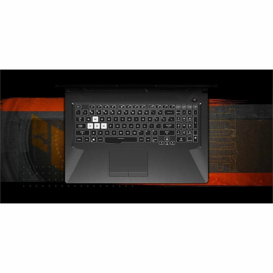 ASUS TUF Gaming 17.3-inch laptop with black chassis, Full HD display, and gaming design