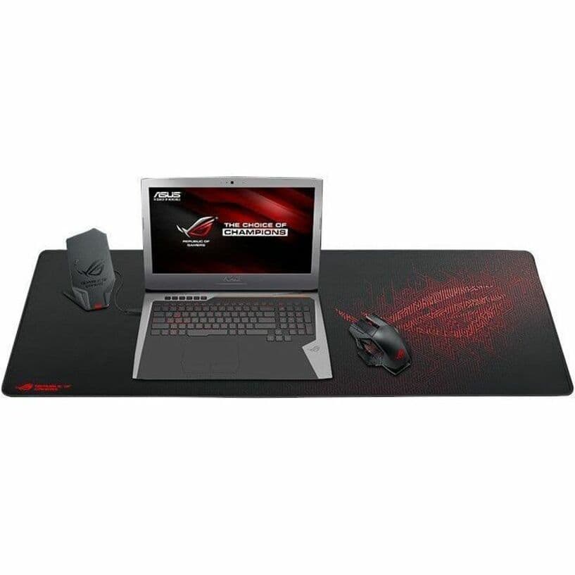ASUS ROG Sheath large textured gaming mouse pad with stitched edges on desk
