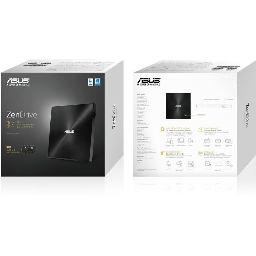 ASUS ZENDRIVE U9M - ULTRA-SLIM PORTABLE 8X DVD BURNER WITH M-DISC SUPPORT FOR LI view 13