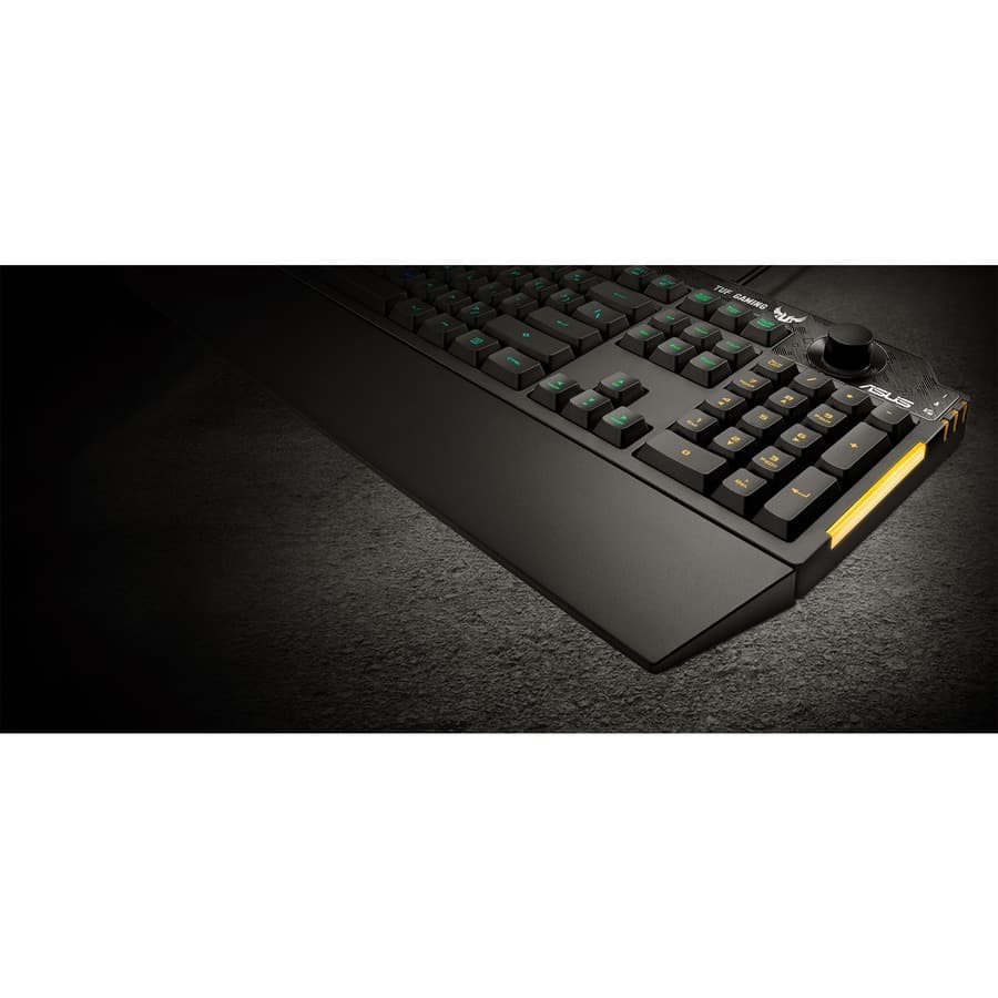 ASUS TUF Gaming K1 RGB wired keyboard with dedicated volume knob and spill-resistant design