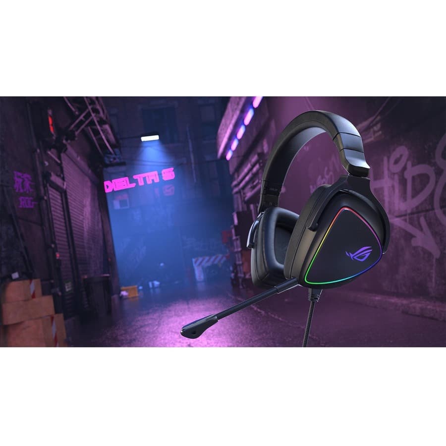 ASUS ROG Delta S USB-C wired gaming headset with RGB lighting and over-ear design