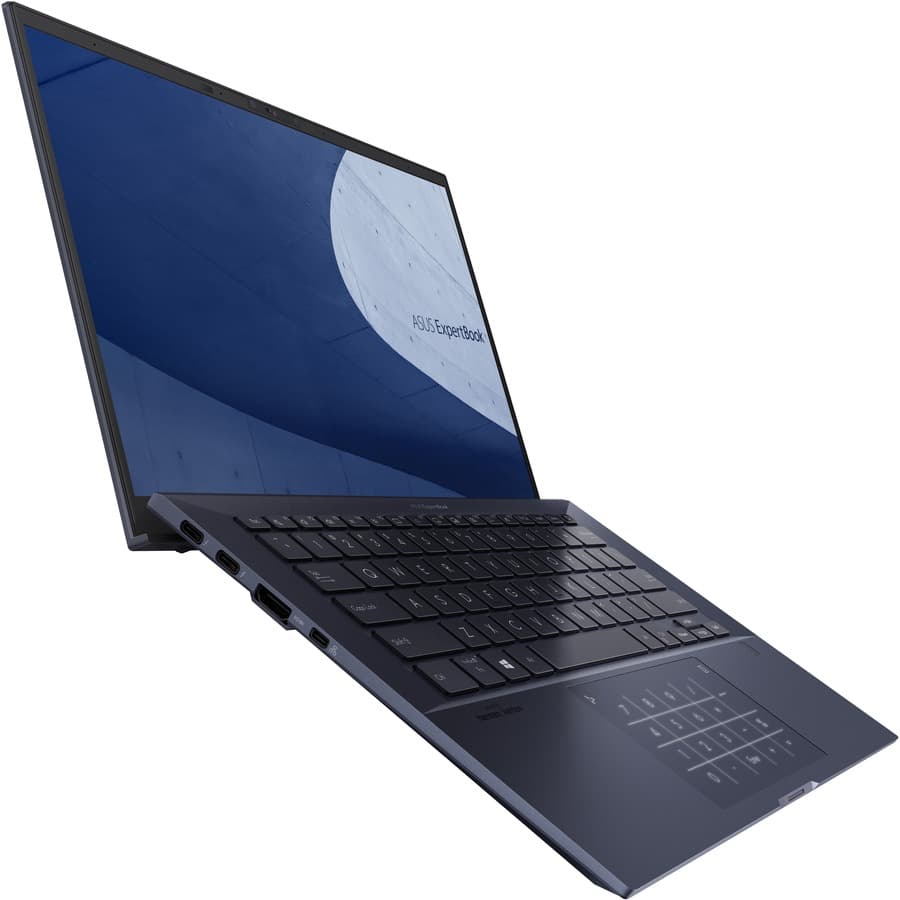 ASUS ExpertBook B9 B9450 business notebook in Star Black with 14-inch display, Core i7-1185G7, 16 GB RAM, and 1 TB SSD