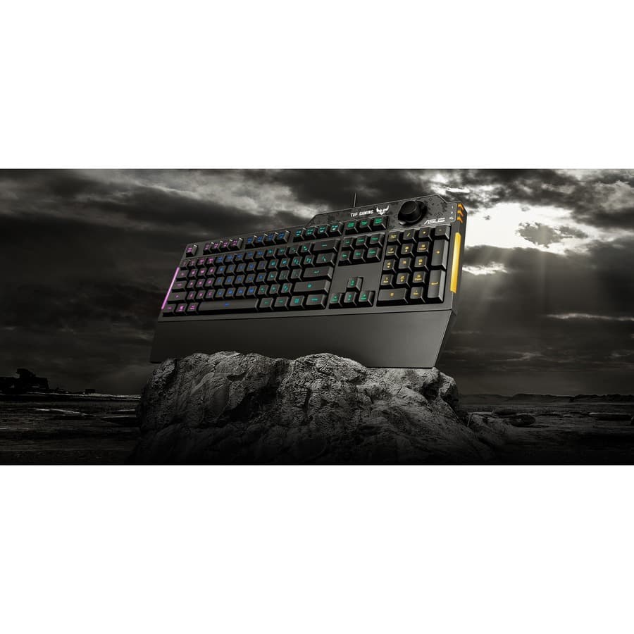 ASUS TUF Gaming K1 RGB wired keyboard with dedicated volume knob and spill-resistant design