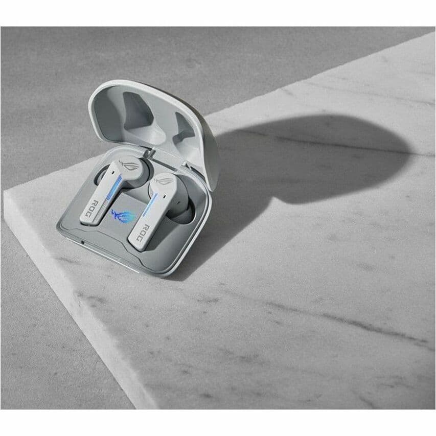 ASUS ROG Cetra True Wireless white gaming earbuds with charging case