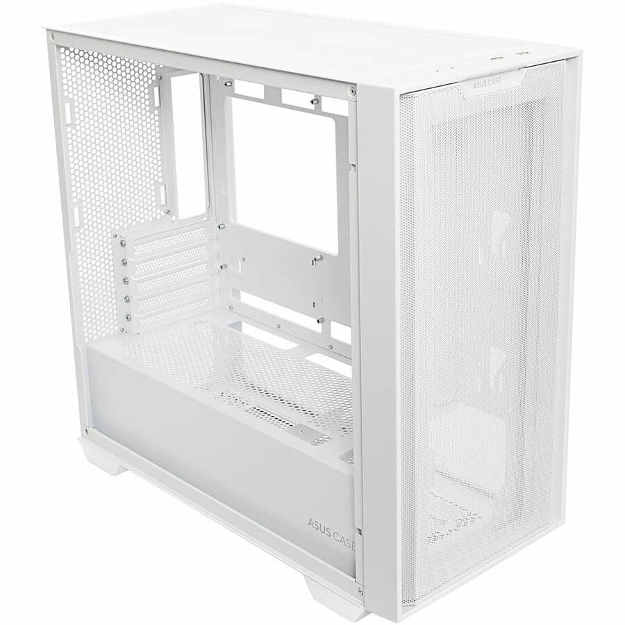 ASUS A21 White Micro-ATX case with mesh front panel and support for 380 mm GPU and 360 mm cooler