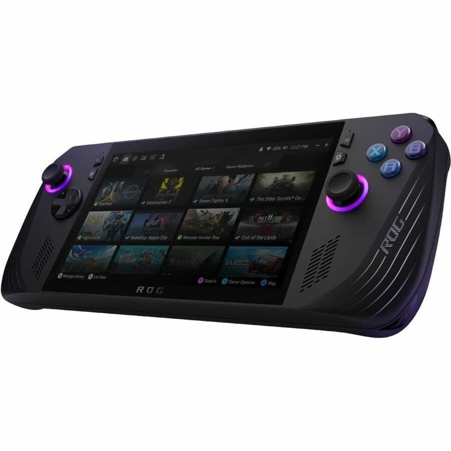 ASUS ROG Ally handheld gaming device with 7-inch Full HD touch display, Z1 Extreme processor, 24 GB memory, and 1 TB storage