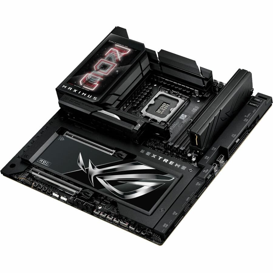 ASUS ROG MAXIMUS Z890 EXTREME E-ATX motherboard with 5-inch LCD screen and Intel Z890