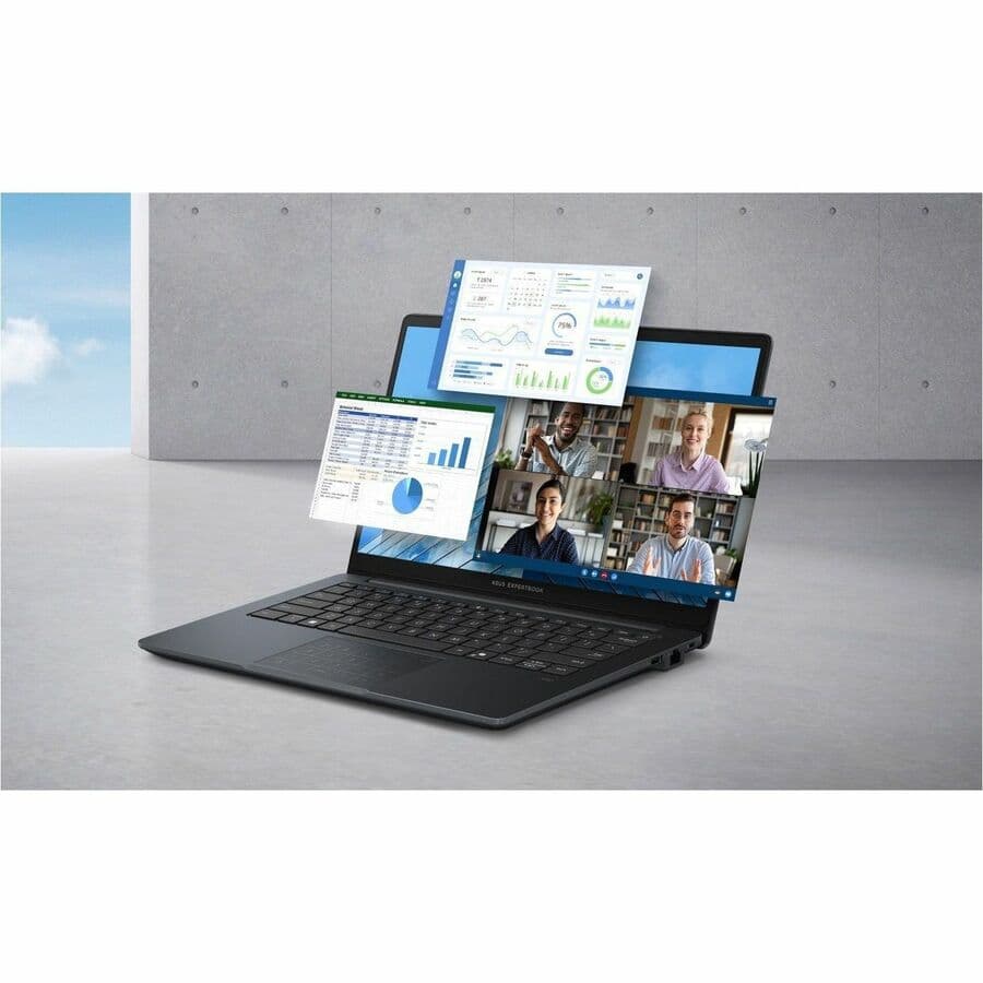 ASUS ExpertBook 14 business laptop with Core i7-1355U, 16 GB RAM, 512 GB SSD, and Full HD display