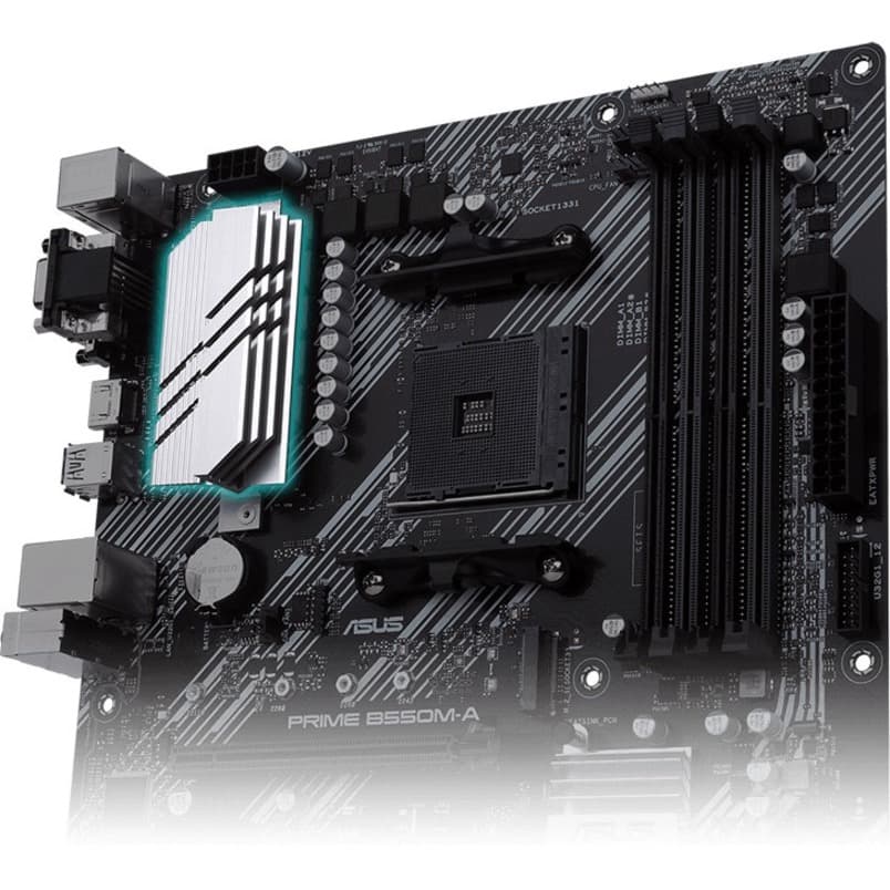 ASUS PRIME B550M-A/CSM Micro ATX motherboard with AMD B550 chipset and HDMI DVI outputs
