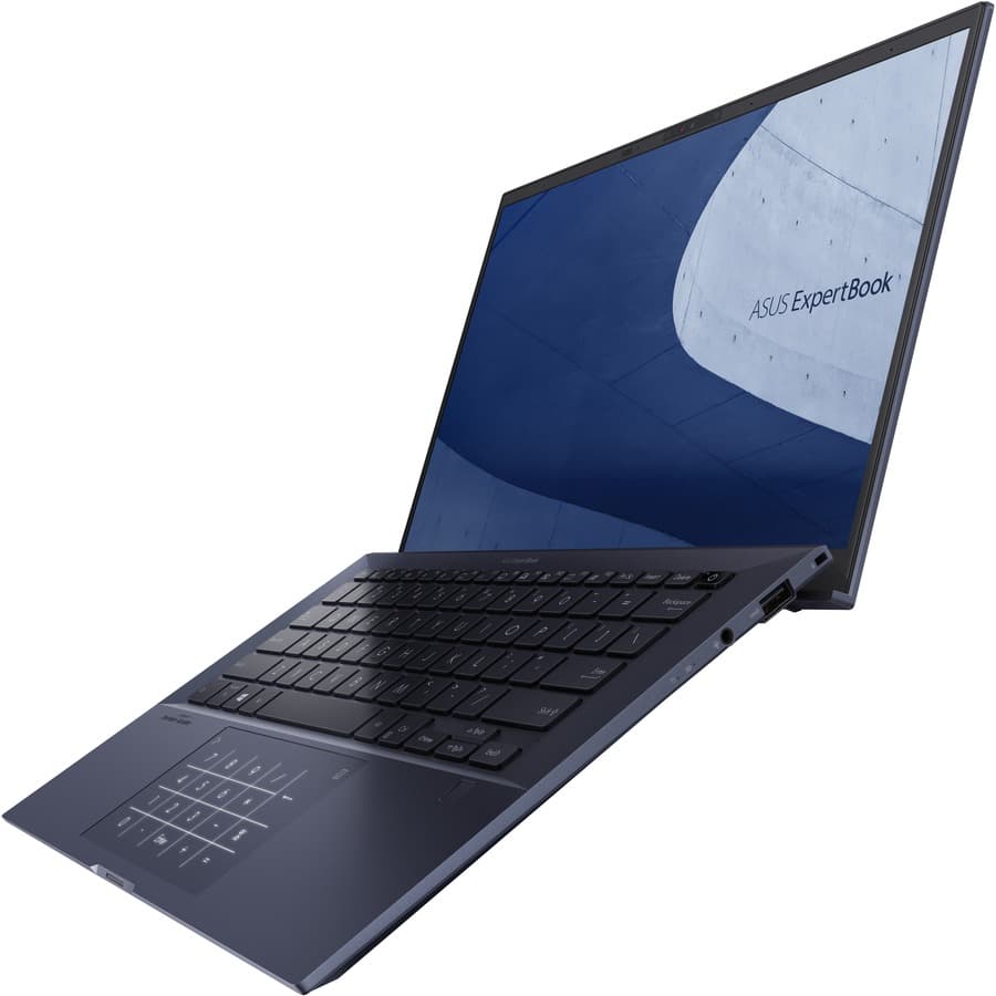 ASUS ExpertBook B9 B9450 business notebook in Star Black with 14-inch display, Core i7-1185G7, 16 GB RAM, and 1 TB SSD