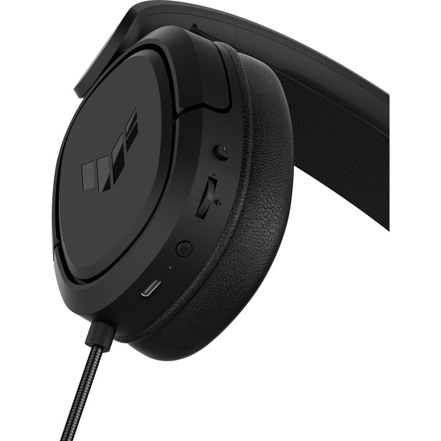 ASUS TUF Gaming H1 Wireless headset in black with over-ear cups and boom microphone