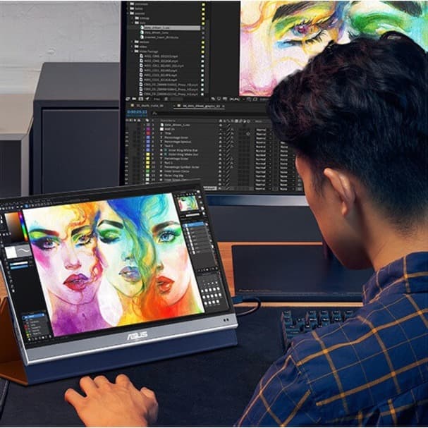 ASUS MQ16AH 15.6-inch portable OLED monitor with high-contrast color-accurate display