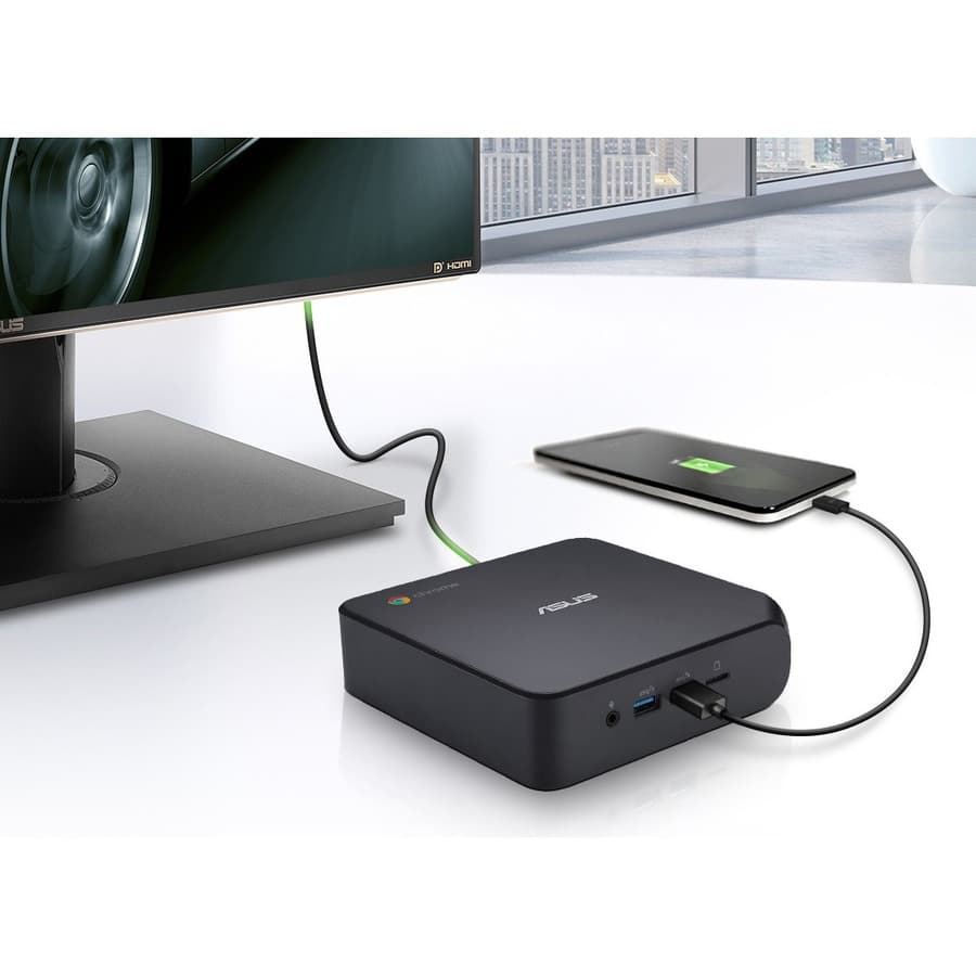 ASUS fanless Chromebox with Intel Celeron 5205U, 4 GB memory, and WiFi 6