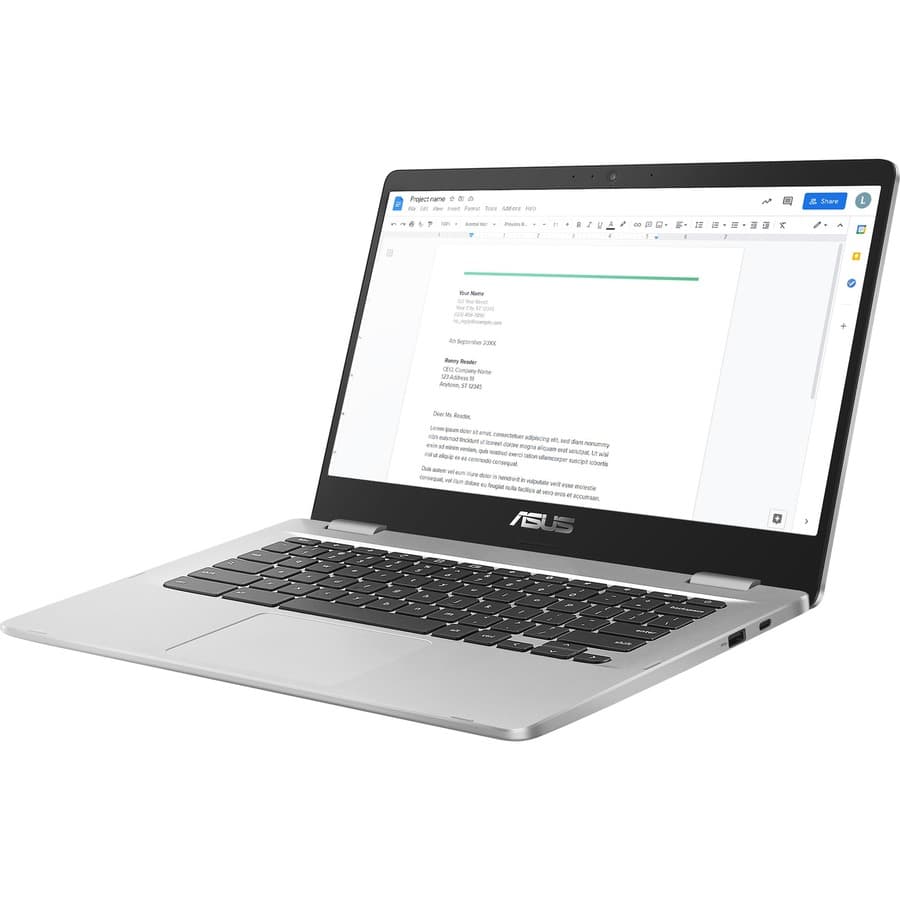 ASUS Chromebook C424MA-GE44F-P with 14-inch display, Intel Celeron 4020, 4 GB RAM, and 64 GB storage