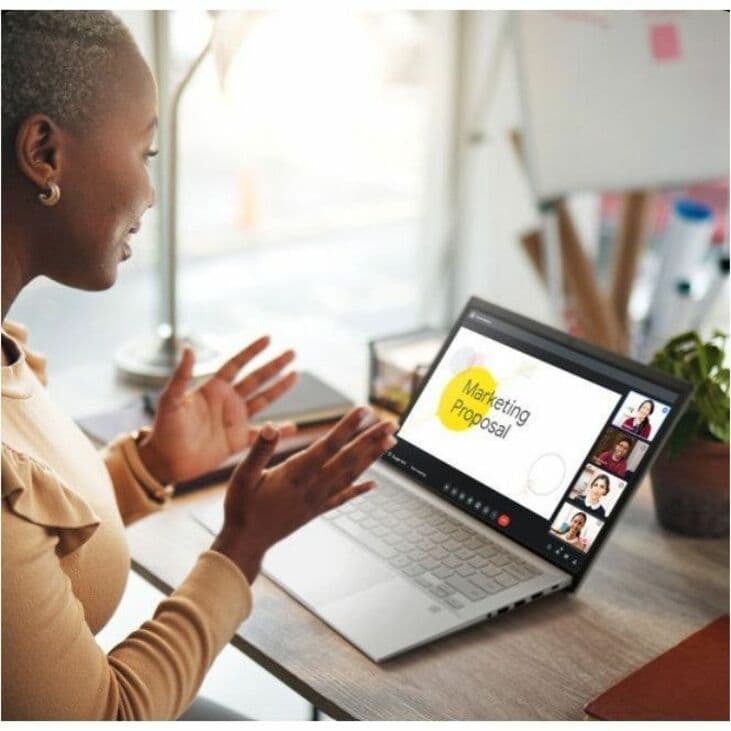 ASUS Chromebook Plus Enterprise silver laptop with 14-inch WQXGA display, Intel Core Ultra 5 115U, 8 GB RAM, and 256 GB SSD